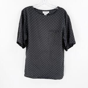 Vintage La Vouge Black Polka Dot Short Sleeve Blouse Women's Size Small